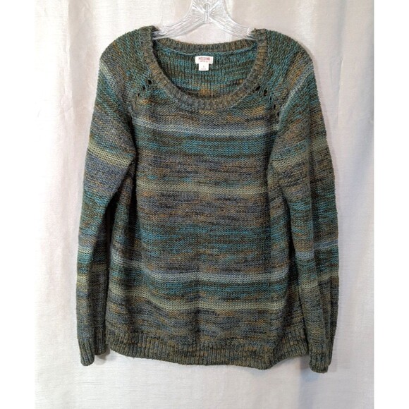 Mossimo Oversize Sized L Crew Neck Pullover Sweater Blue/Green Tones Long Sleeve - Picture 1 of 14